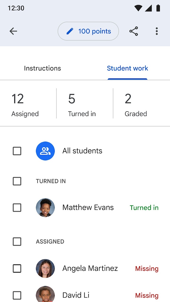 Google Classroom screenshot